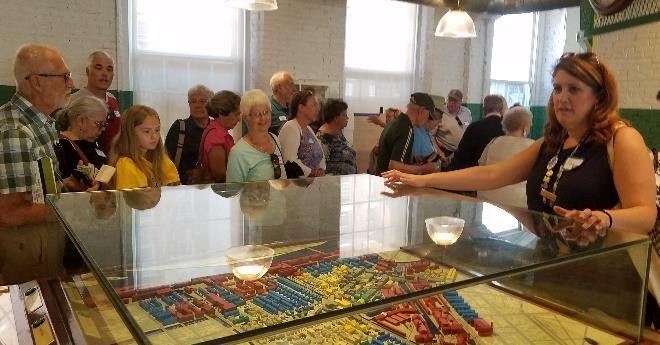 Pam M. describing the Lowell Mills system at the museum
